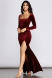 Coretta Velvet Evening Gown Burgundy