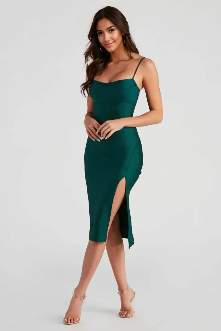 Sleek And Smooth High Slit Midi Dress