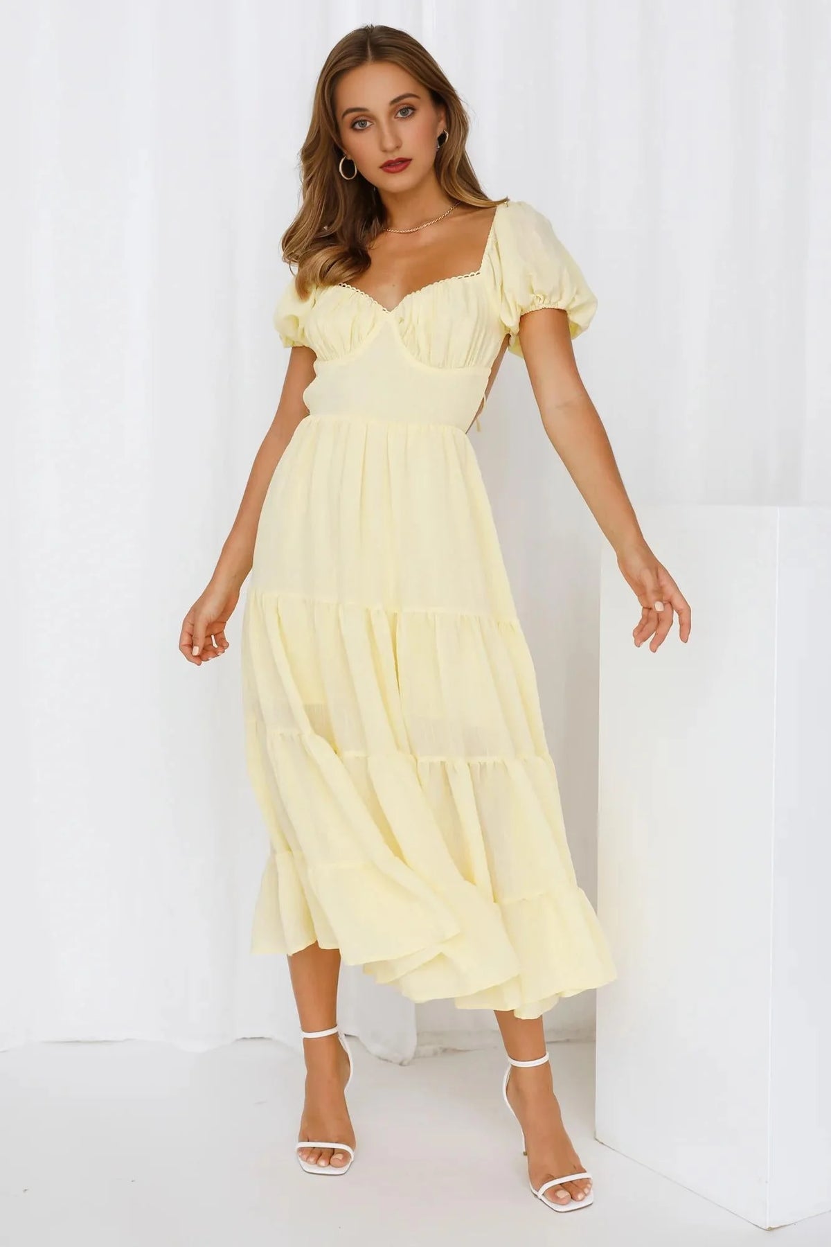 Finding Trouble Midi Dress Yellow