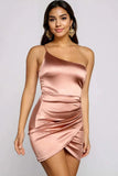 Lennox Formal One-Shoulder Satin Mini Dress