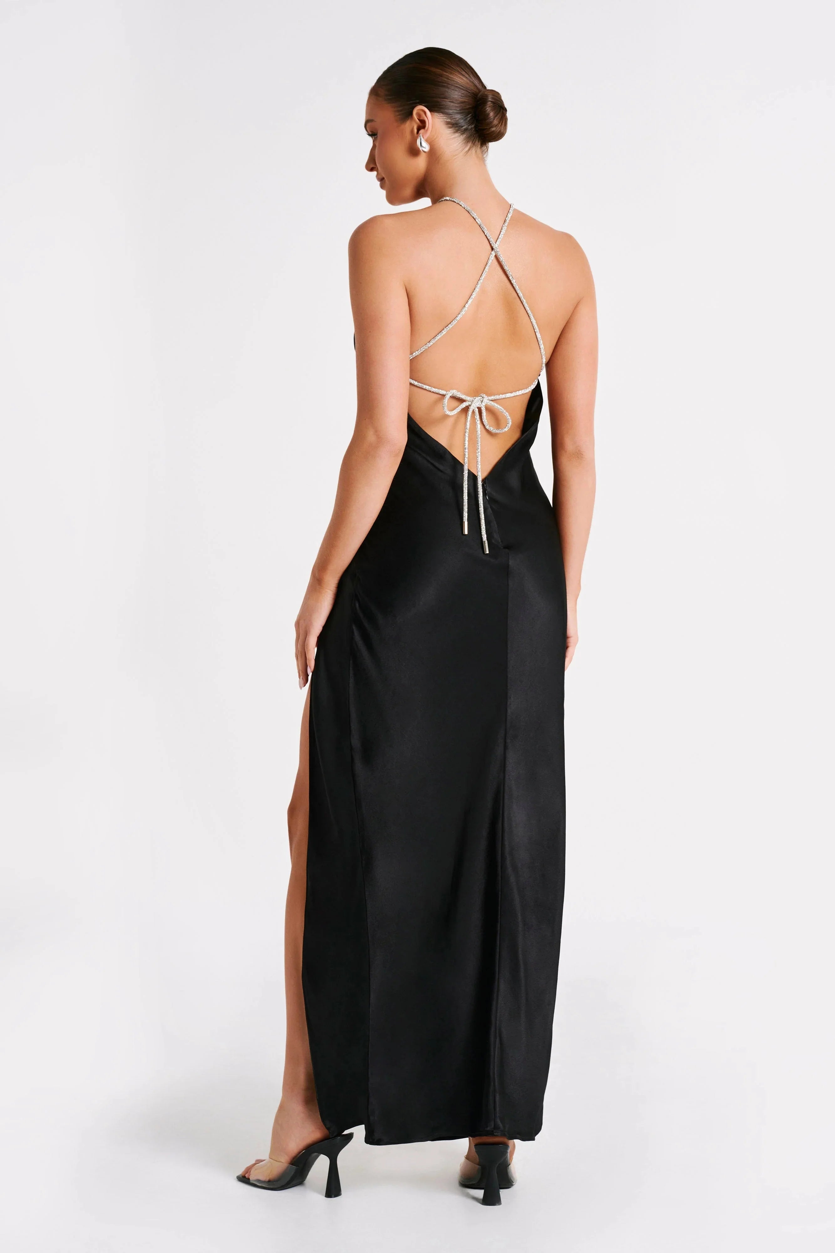 Louise Diamante Rope Maxi Dress - Black