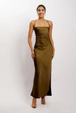 Sydney Straight Neck Slip Maxi Dress - Khaki