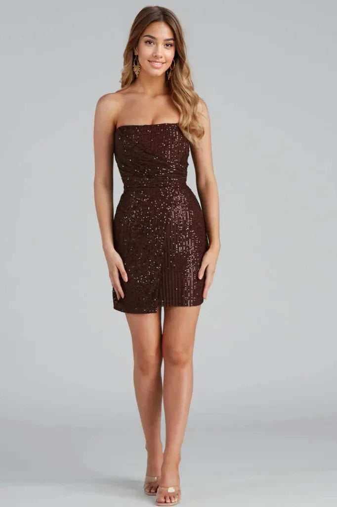 Sorella Sequin Wrap Mini Party Dress