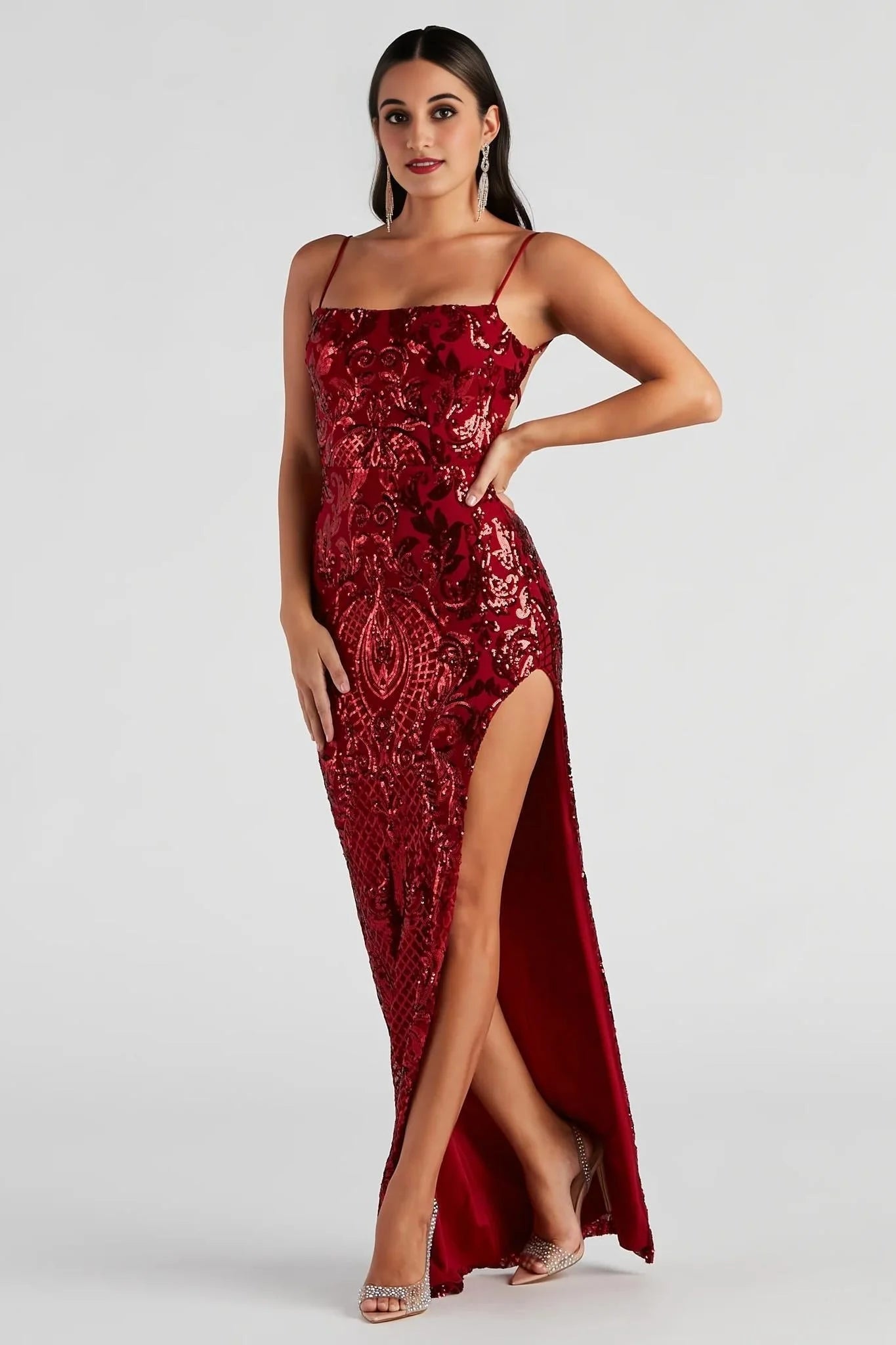 Jenelle Formal Sequin Open Back Dress