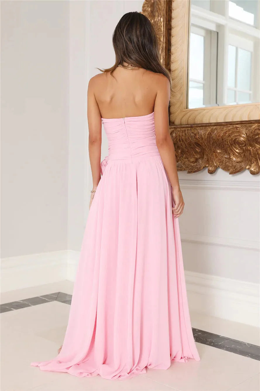 Grace Secret Rose Strapless Maxi Dress Pink