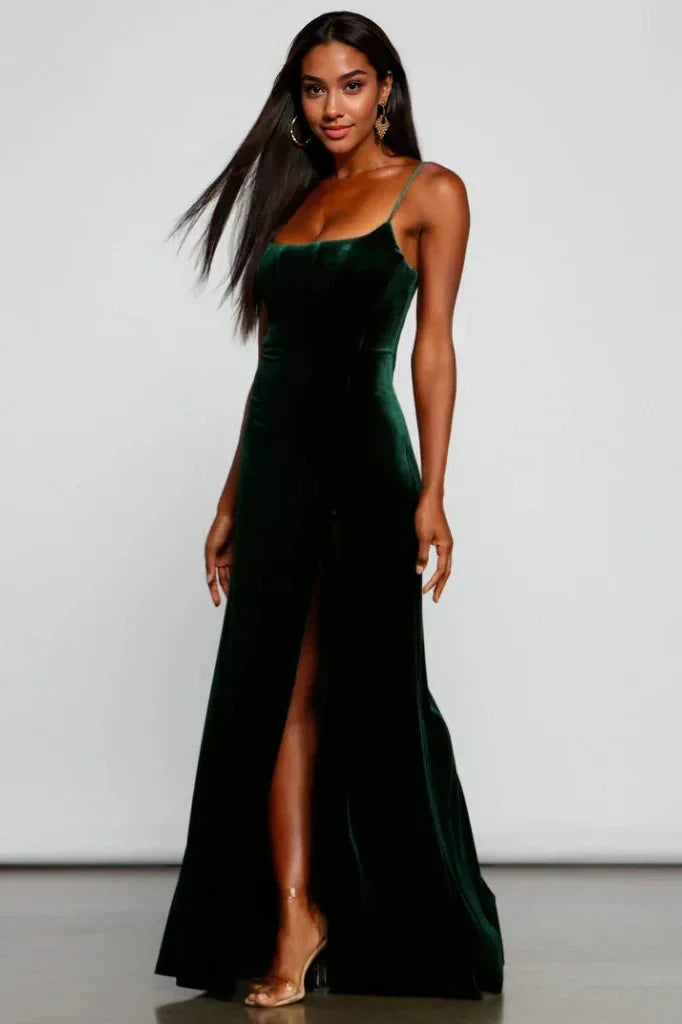 Formal High Slit Velvet Dress