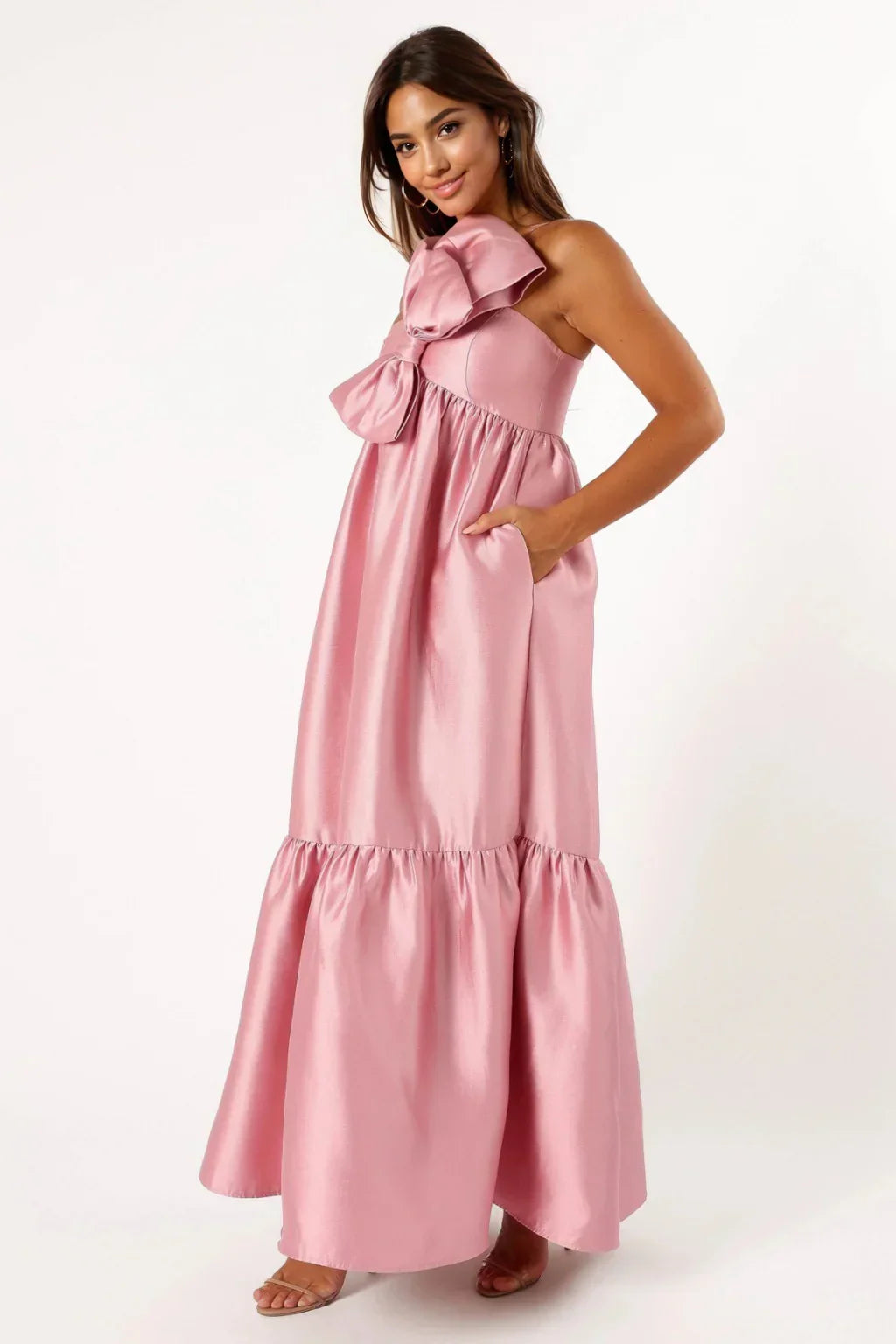 Betina Bow Front Maxi Dress - Dusty Rose