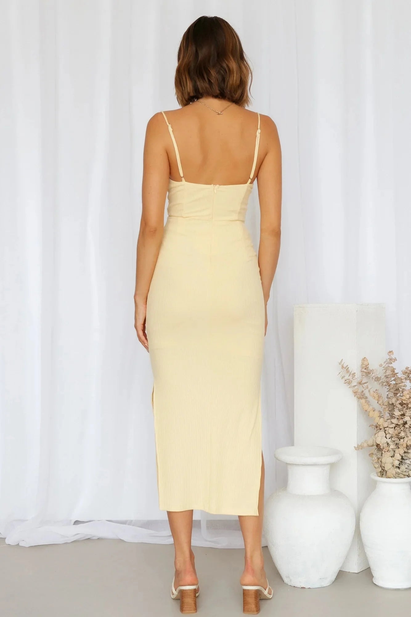 Rooftop Martinis For Two Midi Dress Yellow