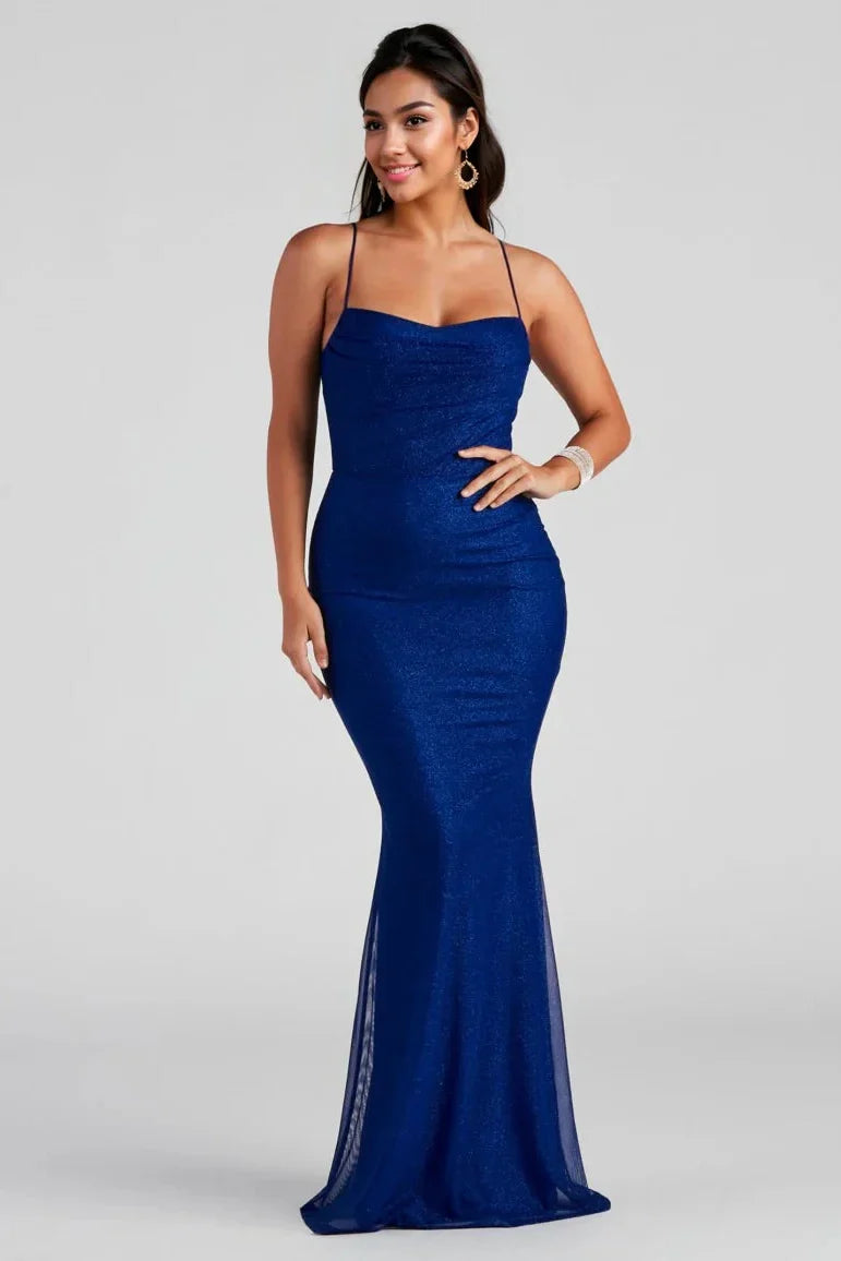 Glitter Mesh Formal Dress