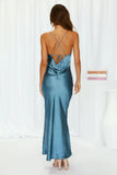 Kissin All Night Satin Maxi Dress Midnight Blue