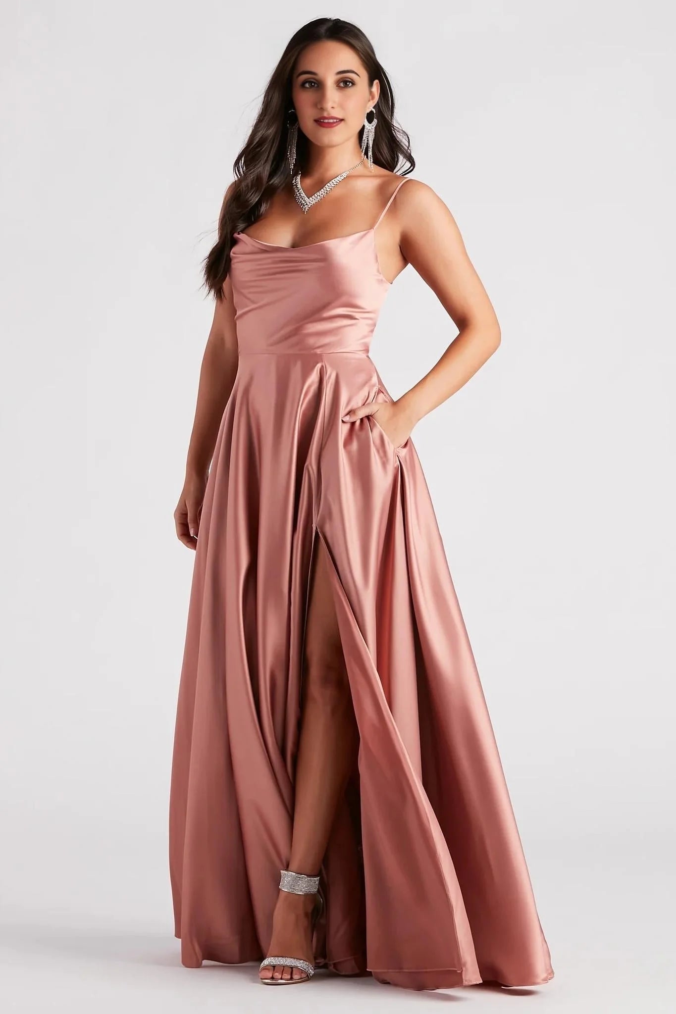 Winslow Formal Satin Lace-Up Dress