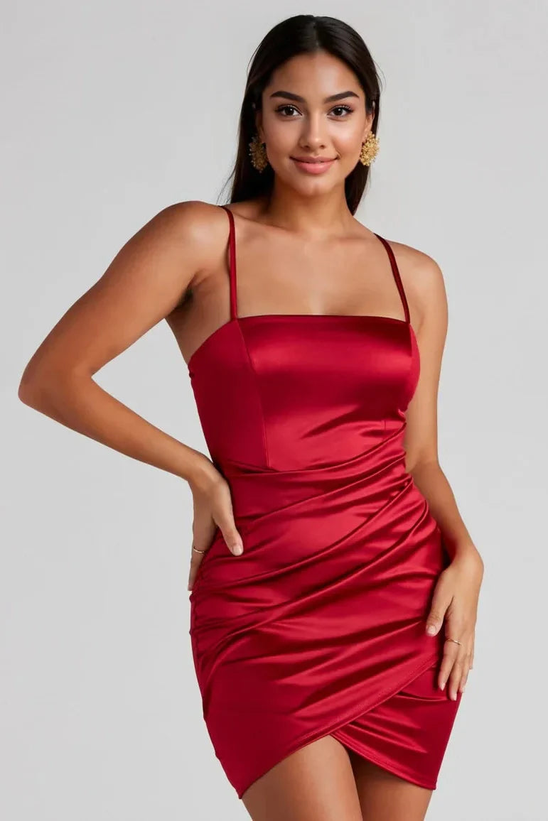 Wrapped In Stylish Satin Mini Dress