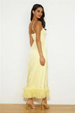 All Your Attention Satin Maxi Dress Yellow