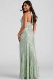 Kasey Formal Sequin Halter Dress