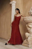 Chiffon Maxi Dress - Vermilion Red