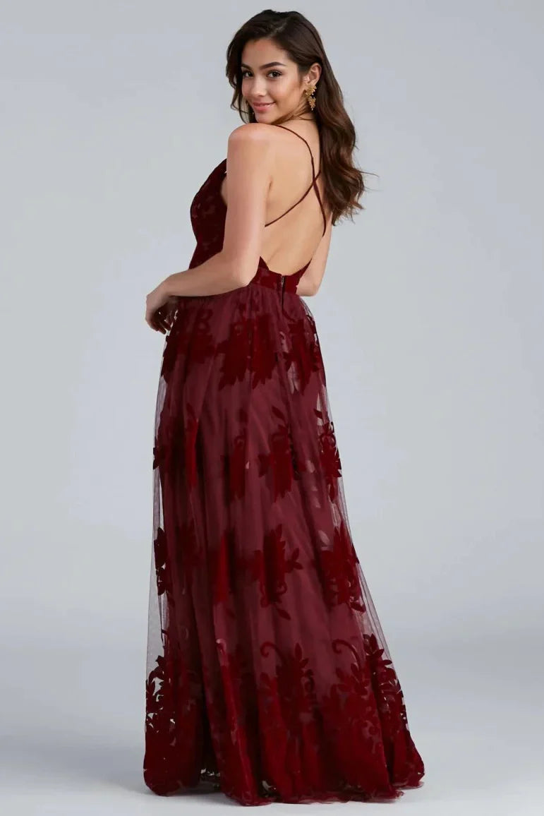 Formal Flocked Velvet Dress