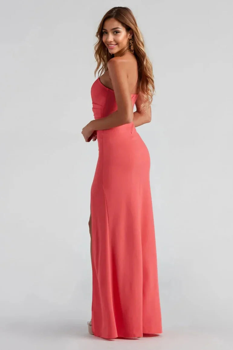 Strapless High Slit Formal Dress