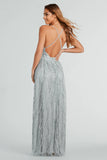 Formal Glitter Tulle A-Line Long Dress