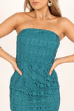 Candice Strapless Lace Midi Dress - Teal