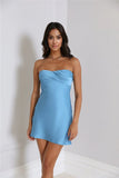 Style Slip Satin Mini Dress Blue