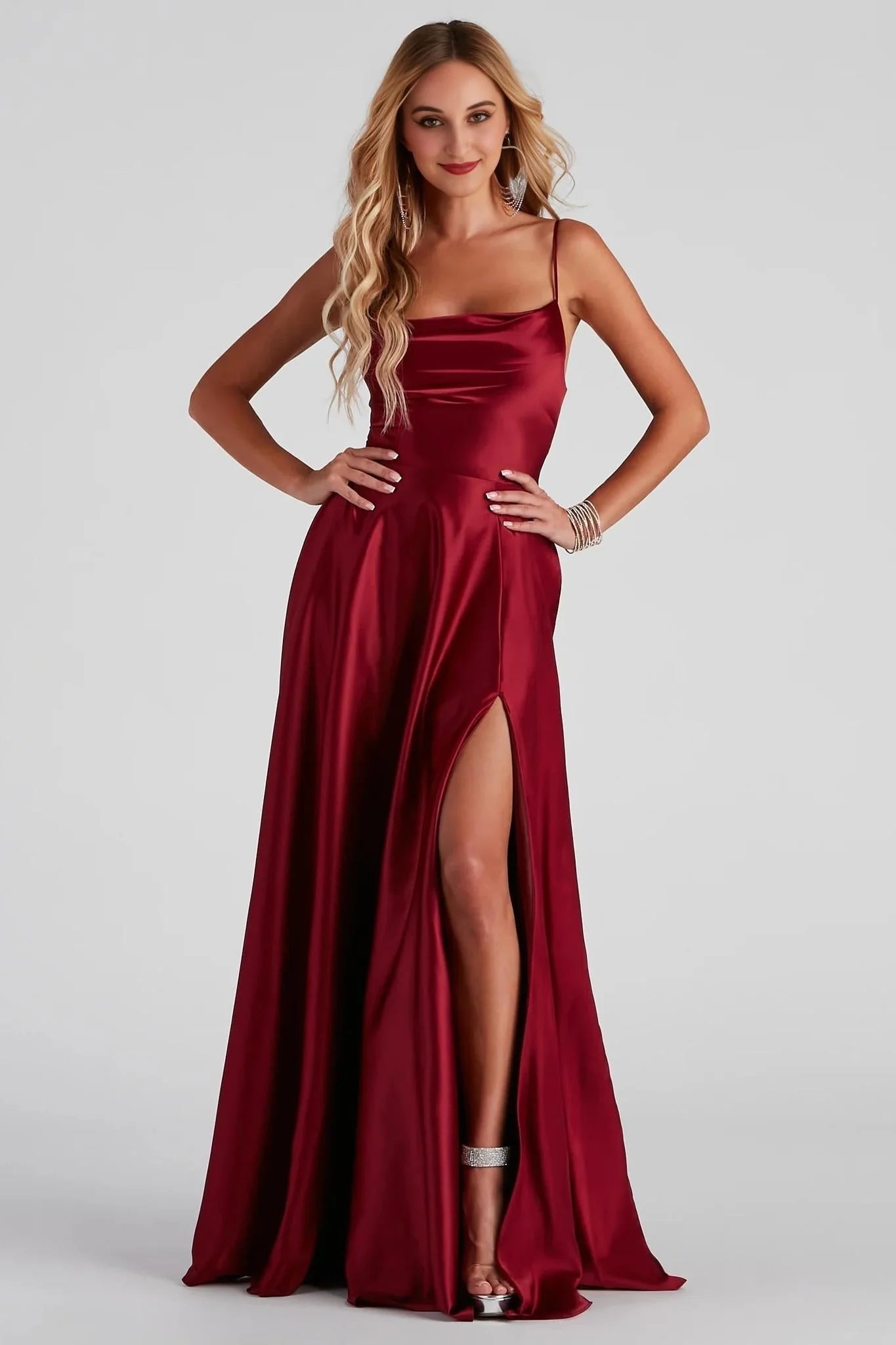 Winslow Formal Satin Lace-Up Dress