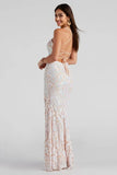 Formal Iridescent Sequin Scroll Dress