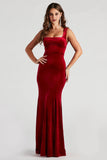 Tori Formal Sleeveless Velvet Mermaid Dress Burgundy