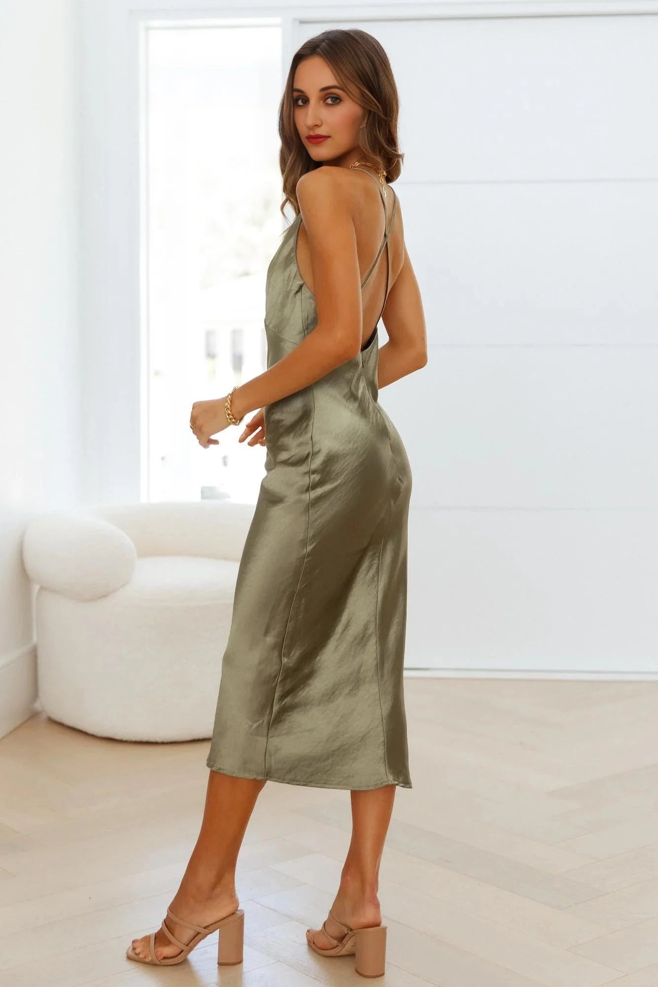 Text Me Later Midi Dress Green