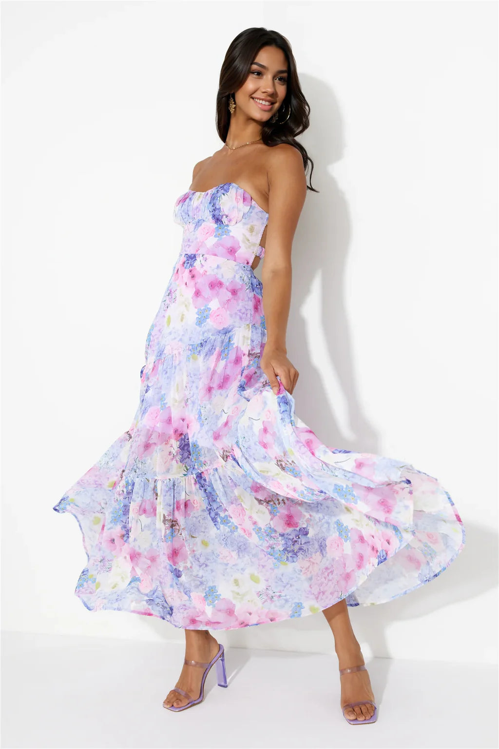 Seasonal Bloom Maxi Dress Purple