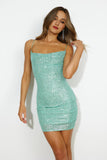 Fab Vibe Dress Sage Sequin