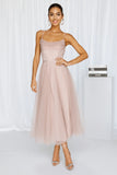 Signal My Way Tulle Midi Dress Rose