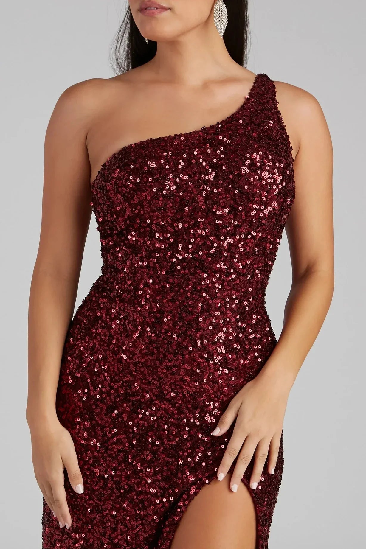 Formal One-Shoulder Sequin Dress