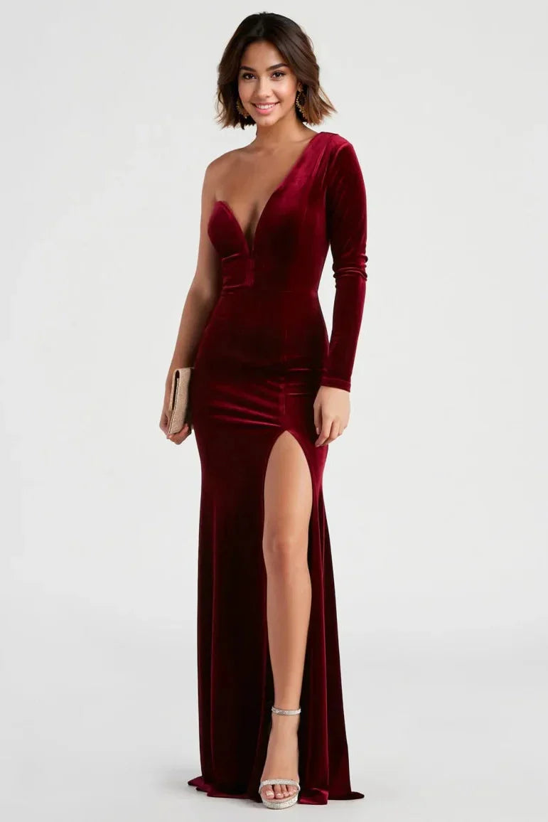 Cheyenne Formal One-Shoulder Velvet Dress