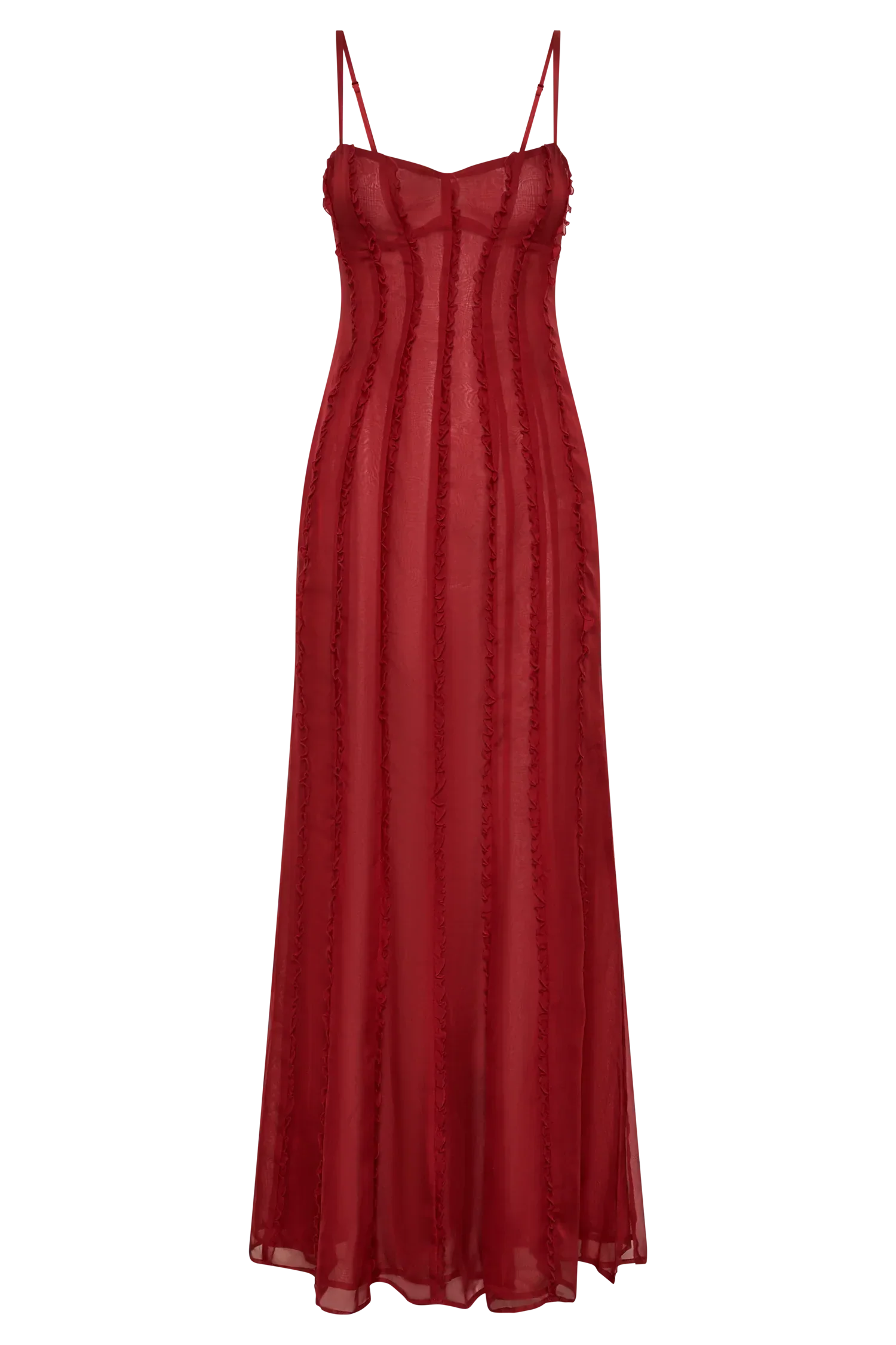 Chiffon Maxi Dress - Vermilion Red