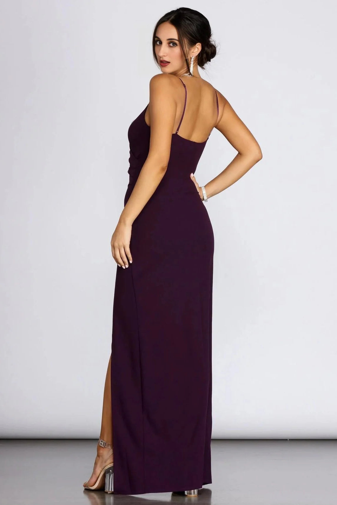 Sasha Formal High Slit Wrap Dress