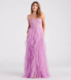 Ariana Strapless Ruffled Mesh Formal Dress