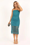 Candice Strapless Lace Midi Dress - Teal