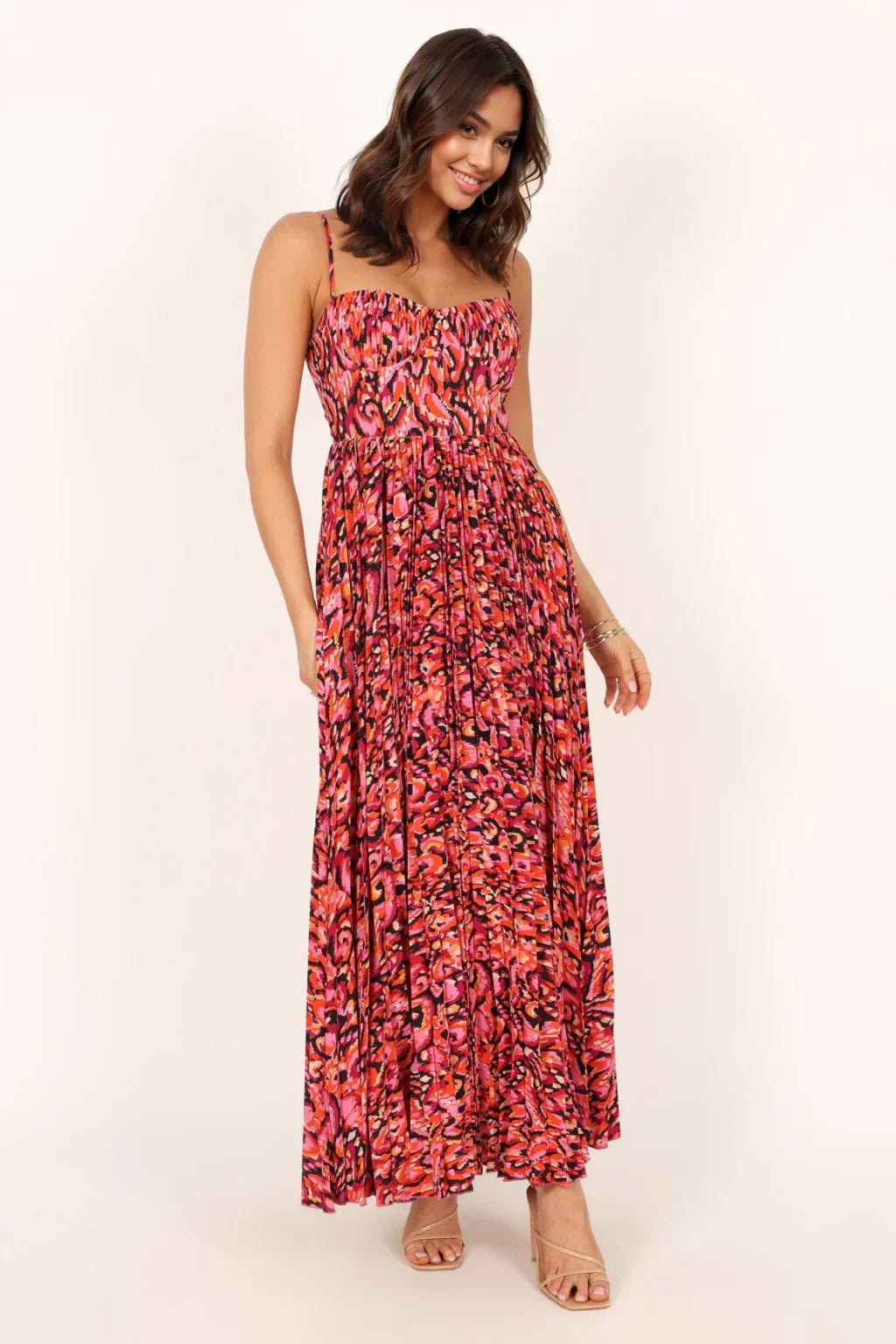 Achanti Pleated Maxi Dress - Pink Multi