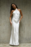 Laura Halter Satin Gown - White