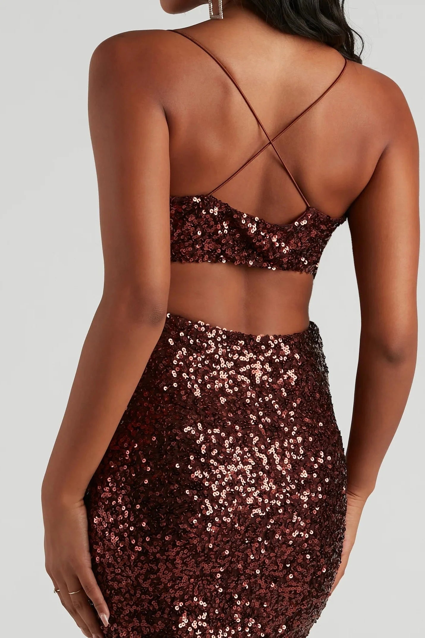 Allie Formal Sequin Open Back Dress