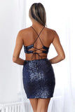 Wanna Know How You Feel Sequin Dress Navy