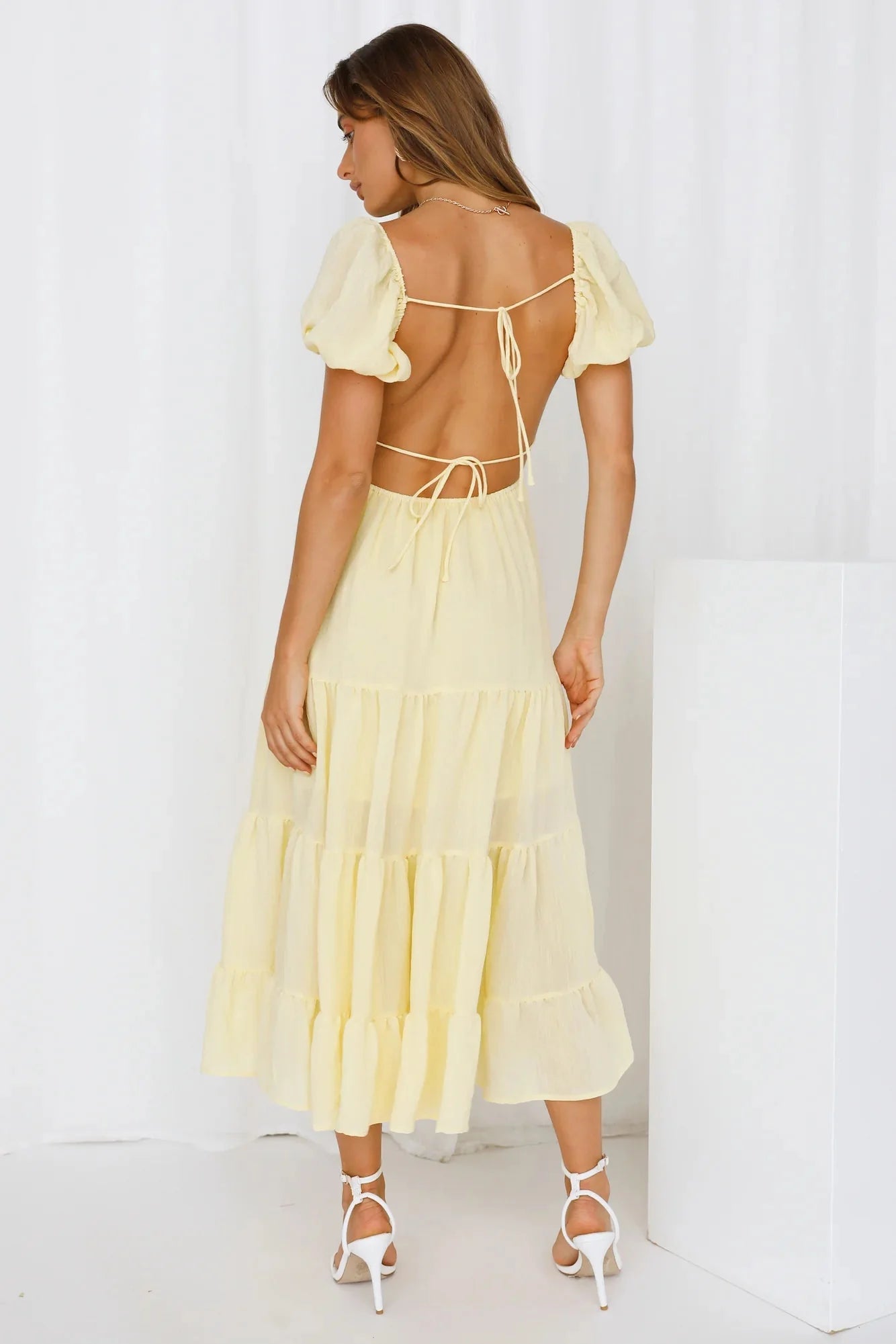 Finding Trouble Midi Dress Yellow