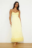 All Your Attention Satin Maxi Dress Yellow