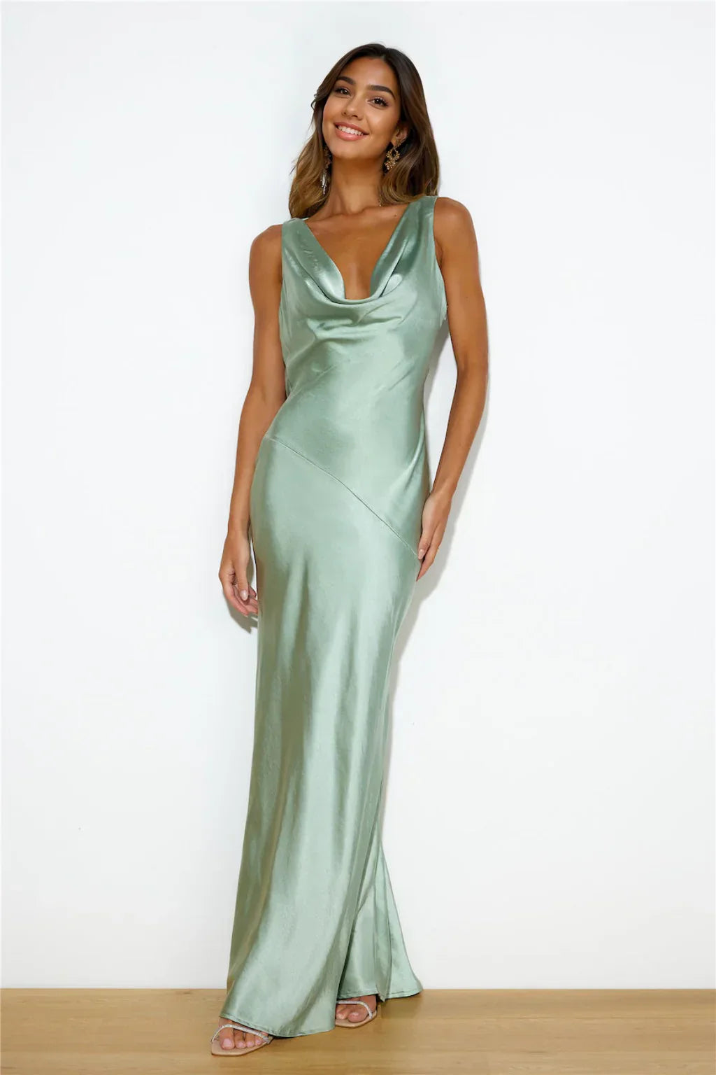 Special Guest Satin Maxi Dress Sage