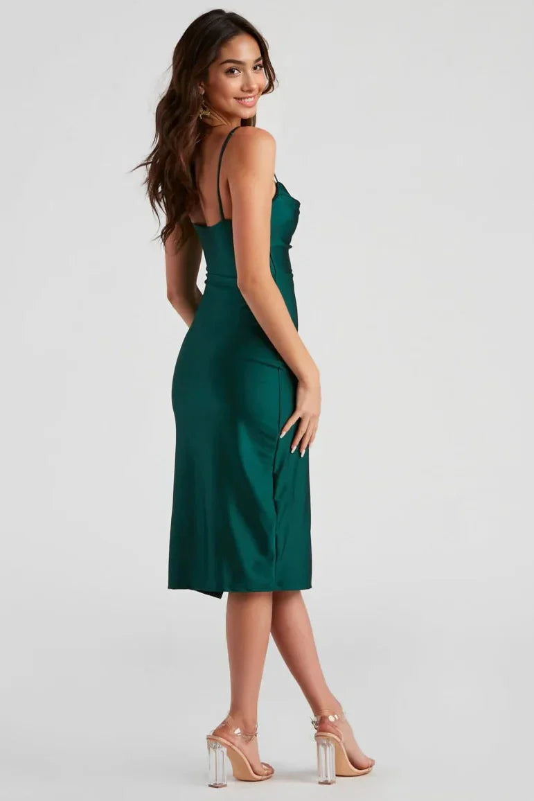 Sleek And Smooth High Slit Midi Dress