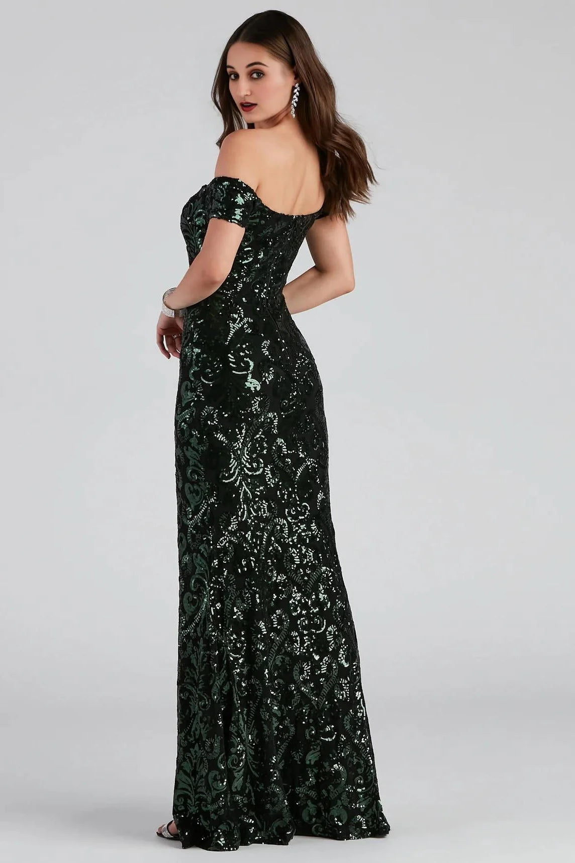 Carter Sequin Scroll A-Line Formal Dress