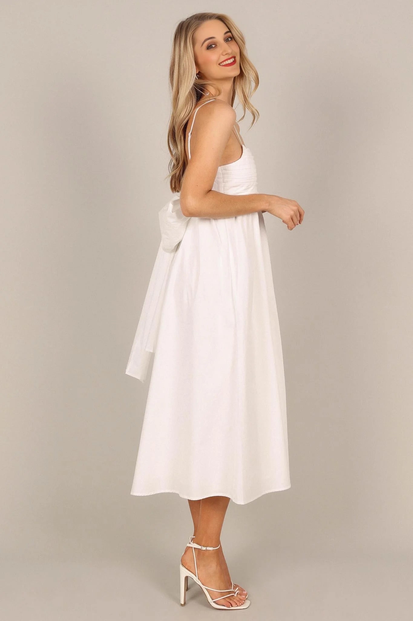 Alice Bow Back Midi Dress - White