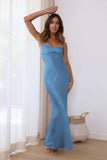 It's Giving Style Satin Maxi Dress Blue