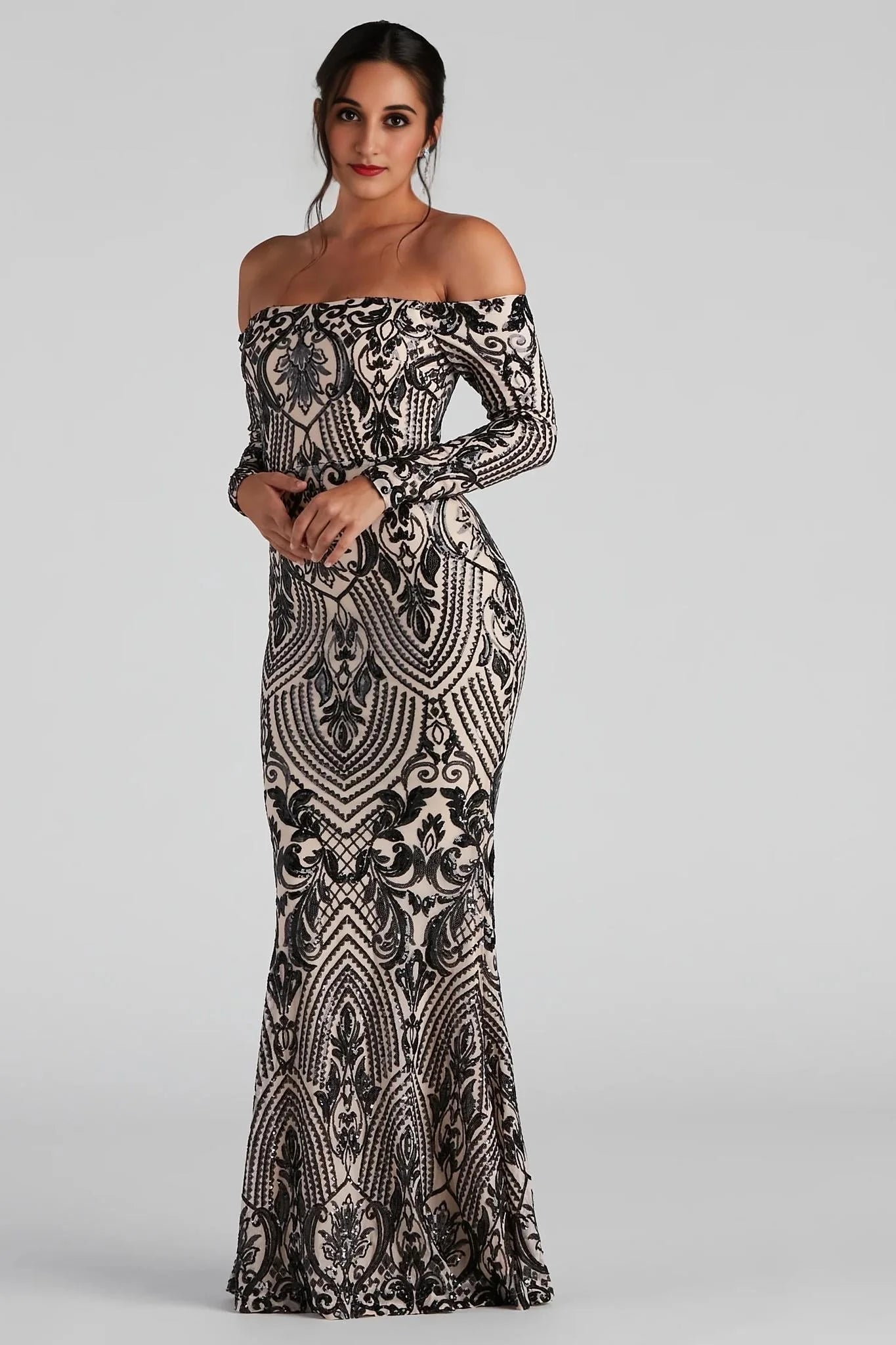 Paityn Formal Off-The-Shoulder Sequin Dress