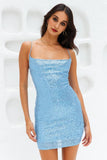 Fab Vibe Dress Blue Sequin